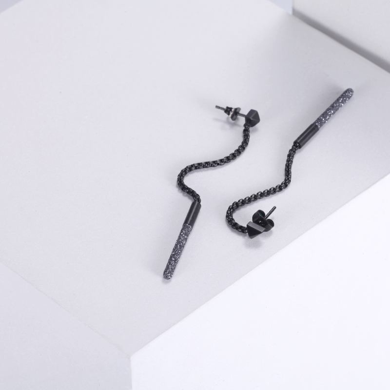 Black and Grey Stardust Chain Drop Earrings