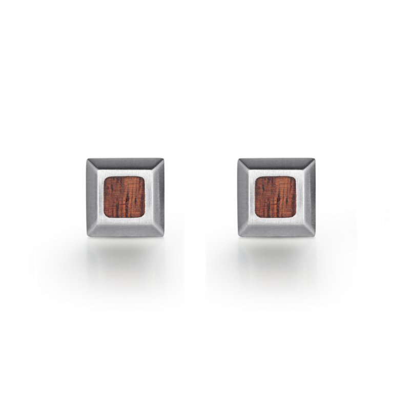 Wood Inlay Stud Earrings