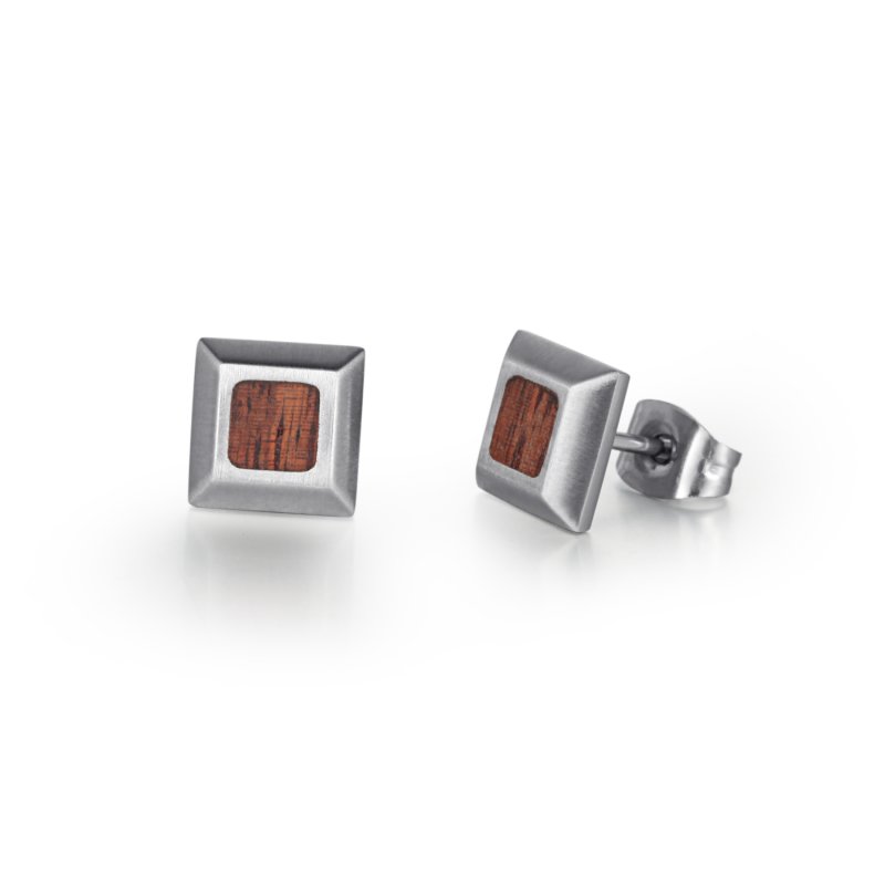 Wood Inlay Stud Earrings