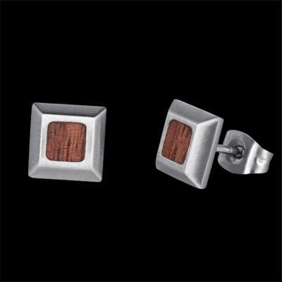 Wood Inlay Stud Earrings