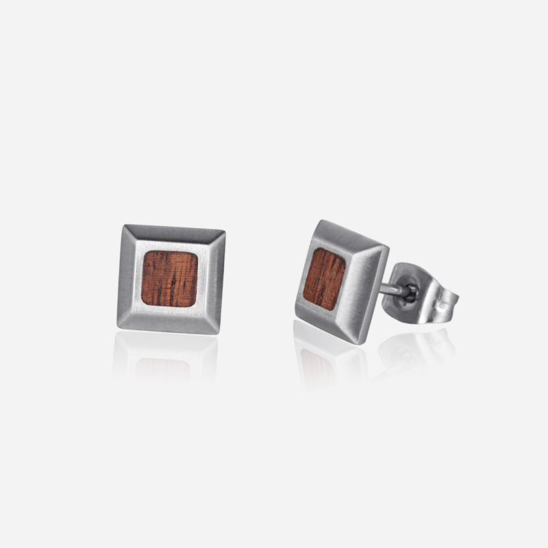Wood Inlay Stud Earrings