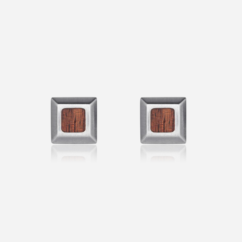 Wood Inlay Stud Earrings
