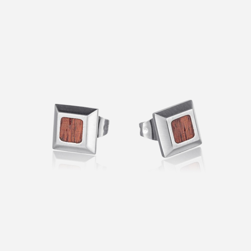 Wood Inlay Stud Earrings