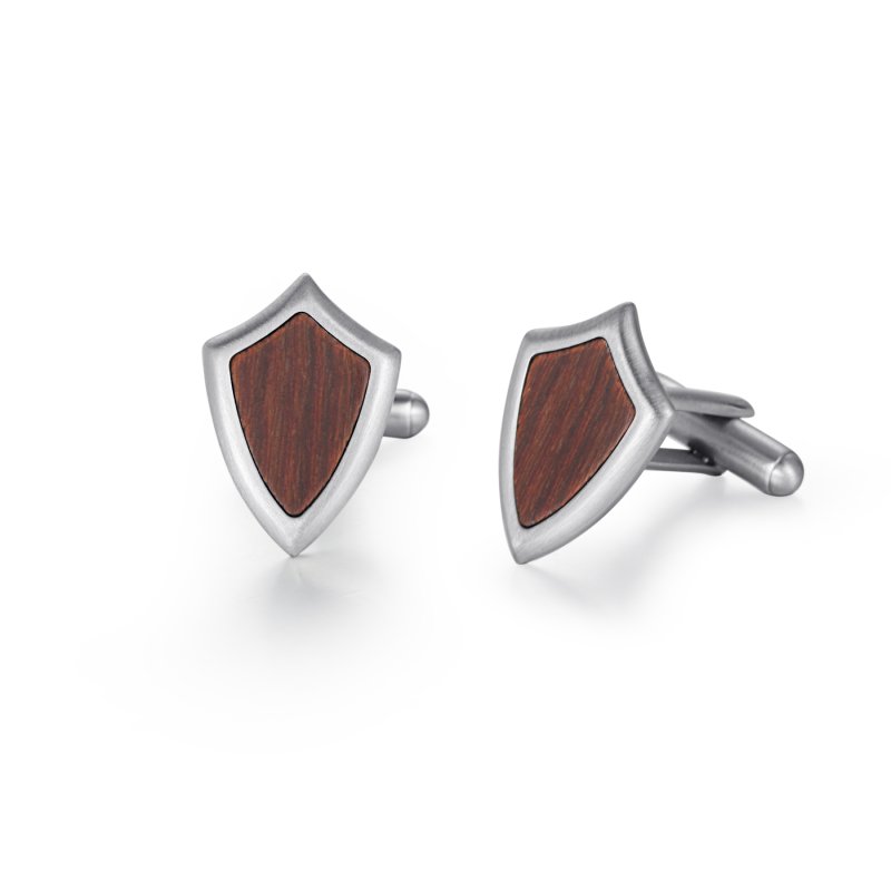 Wood Inlay Shield Cufflinks