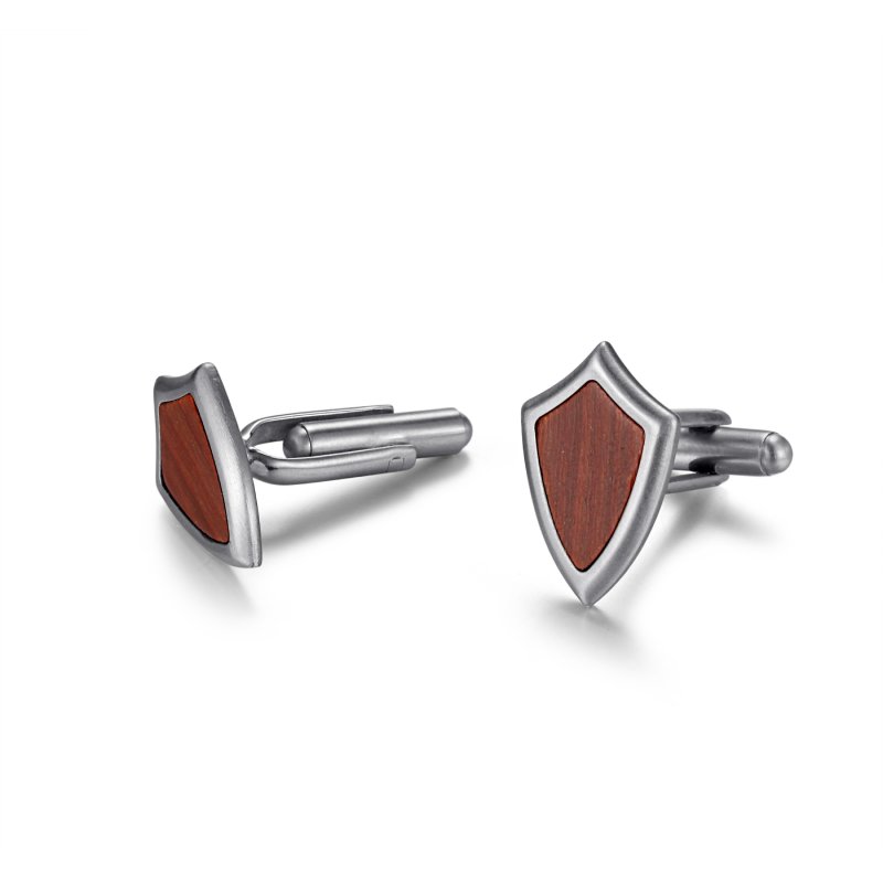 Wood Inlay Shield Cufflinks