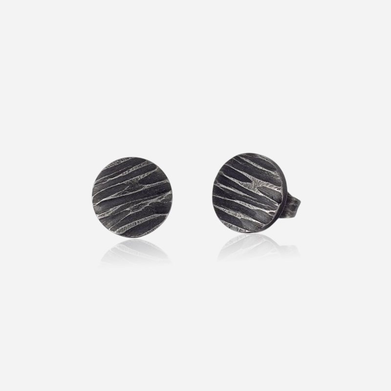 Vintage Silver Ripple Matt Stud Earring