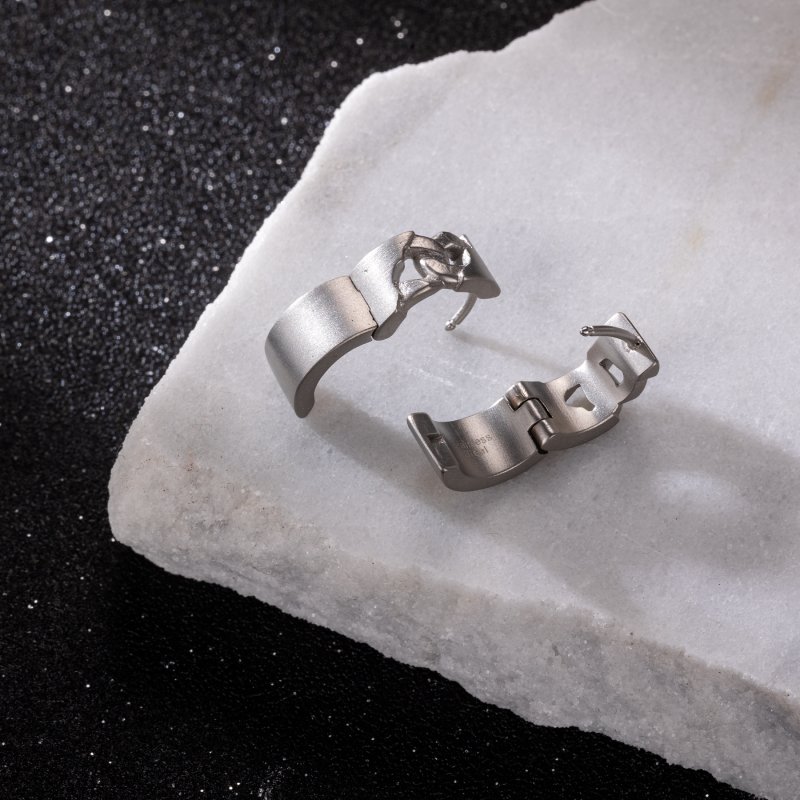 Stainless Steel Cuban Huggie Earrings