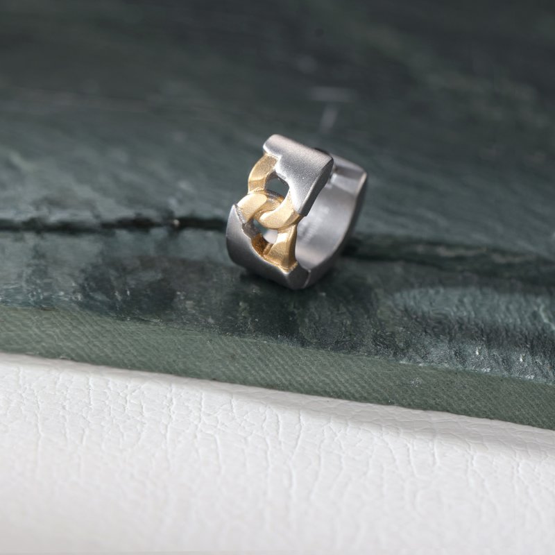 Stainless Steel Huggie Earring in Gold and White Gold