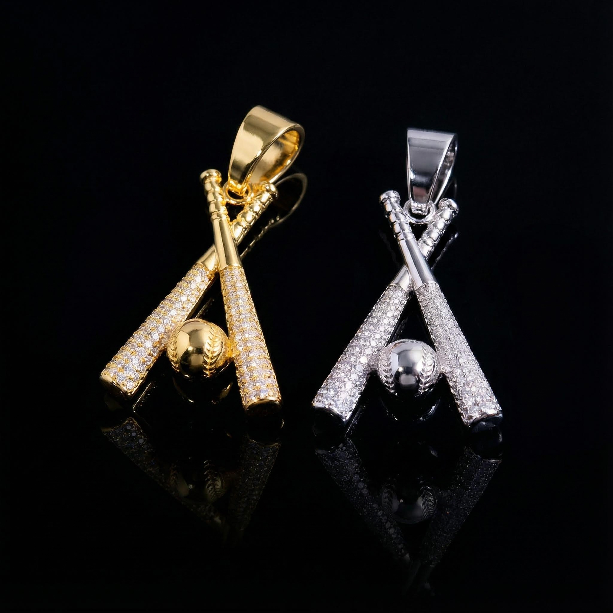 Micro Pave Baseball Bat Pendant