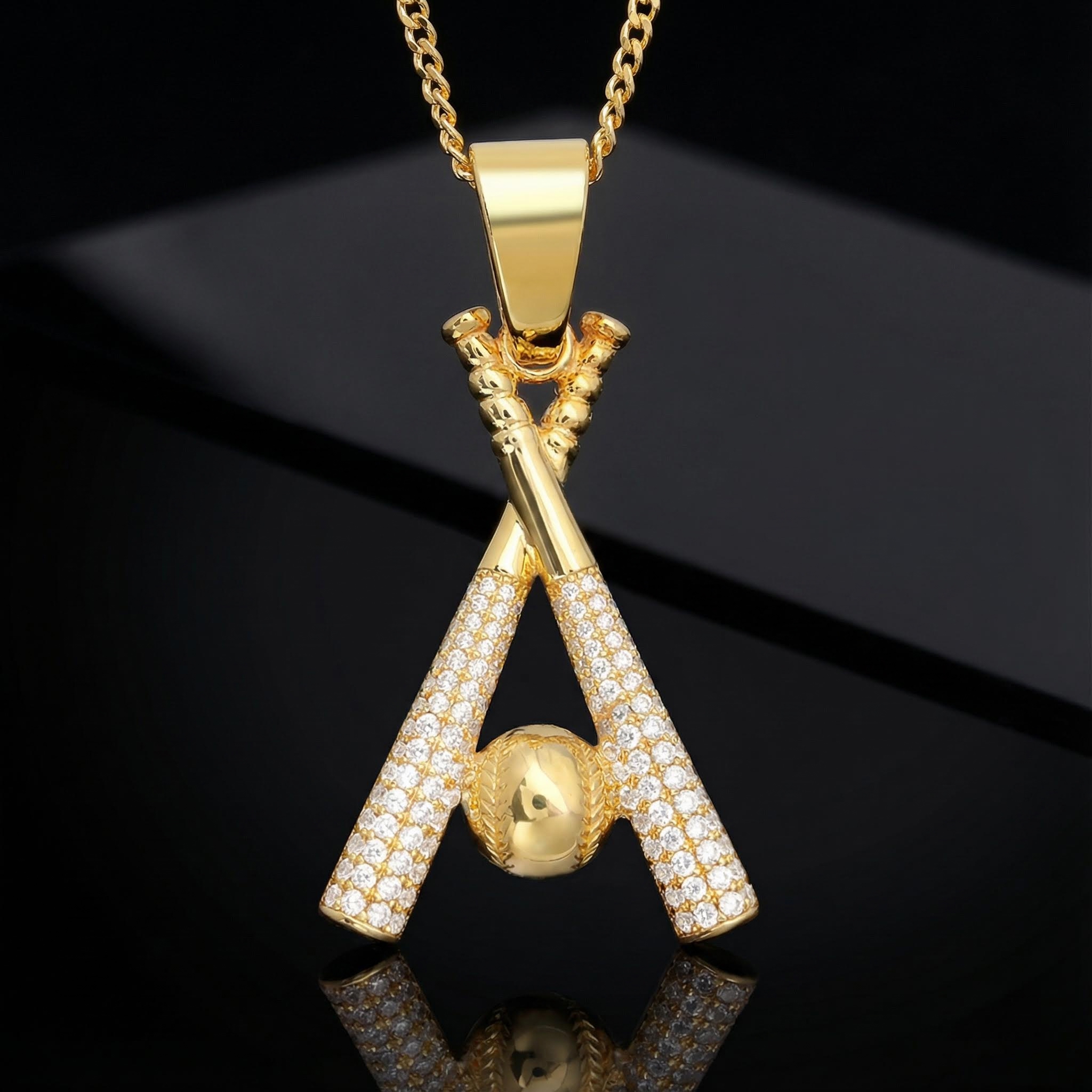 Micro Pave Baseball Bat Pendant