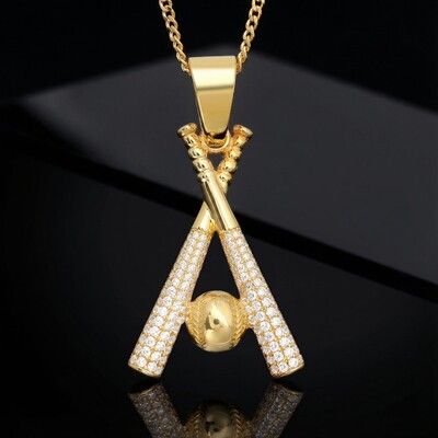 Micro Pave Baseball Bat Pendant