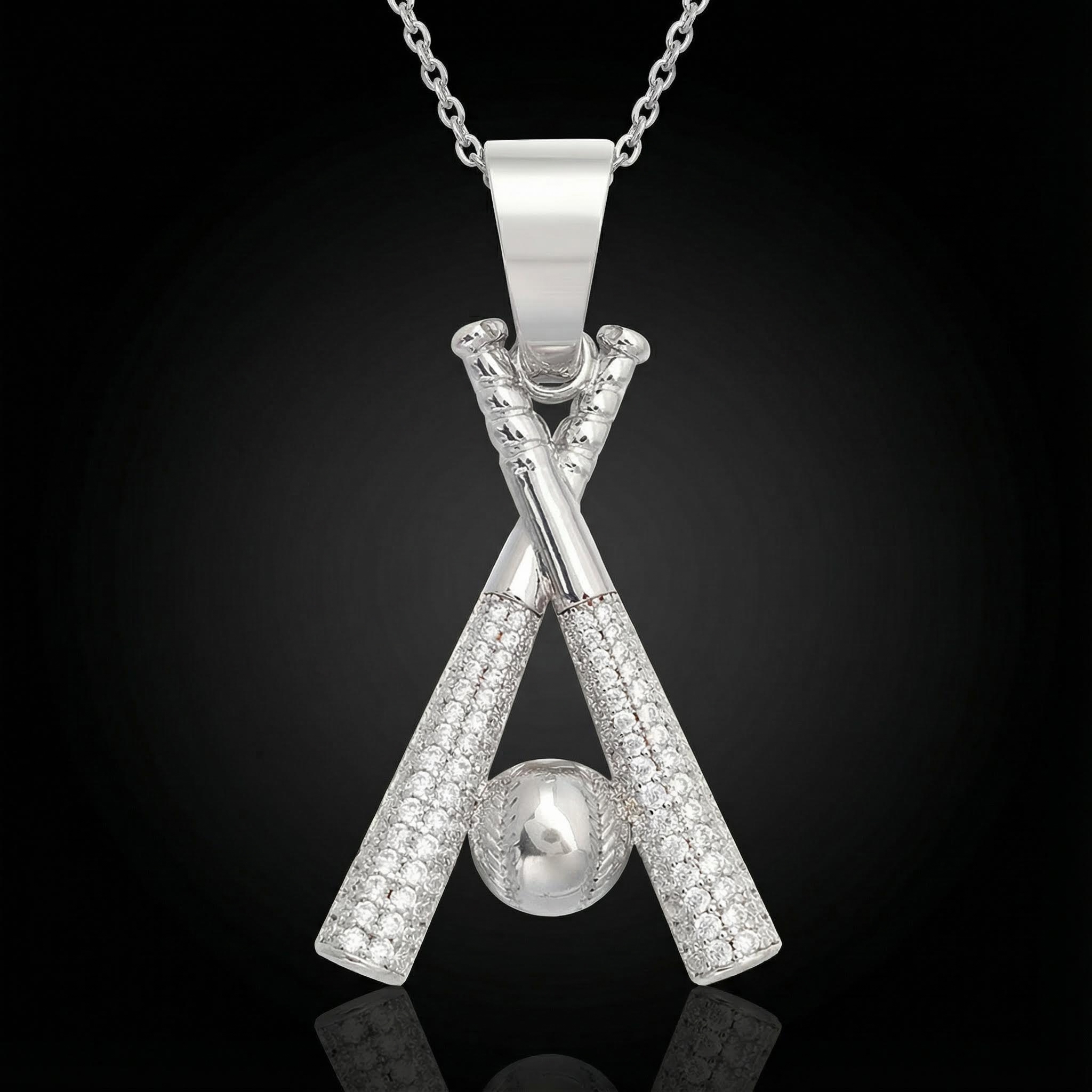 Micro Pave Baseball Bat Pendant