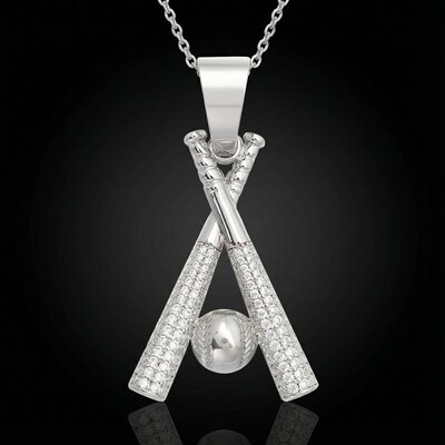 Micro Pave Baseball Bat Pendant