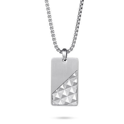 Pyramid Dog Tag pendant in White Gold