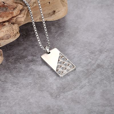 Pyramid Dog Tag pendant in White Gold