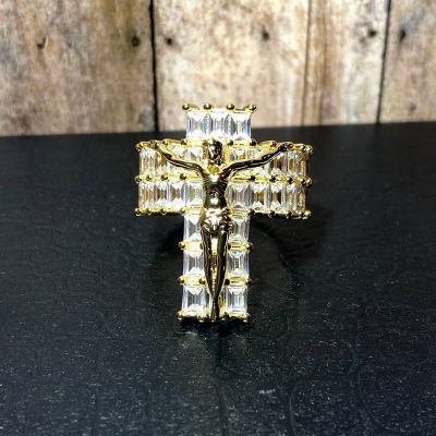 Baguette Jesus Christ Crucifix Ring
