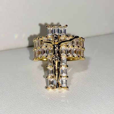 Baguette Jesus Christ Crucifix Ring