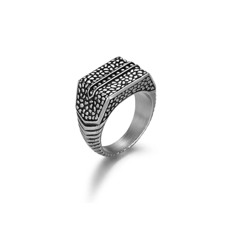 Reptile Signet Stainless Steel Matte Ring