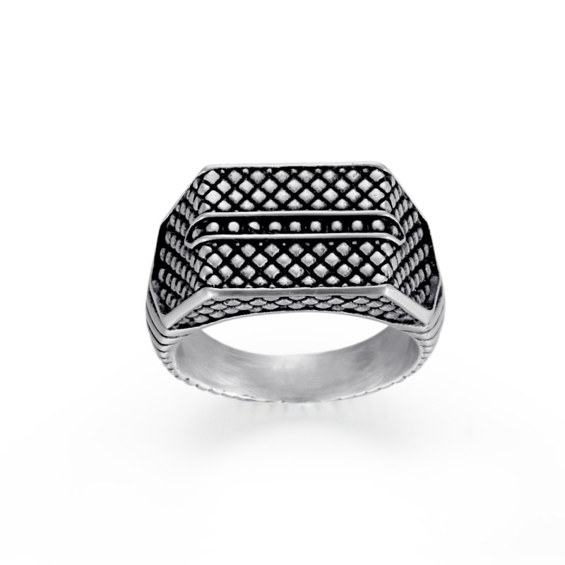 Reptile Signet Stainless Steel Matte Ring