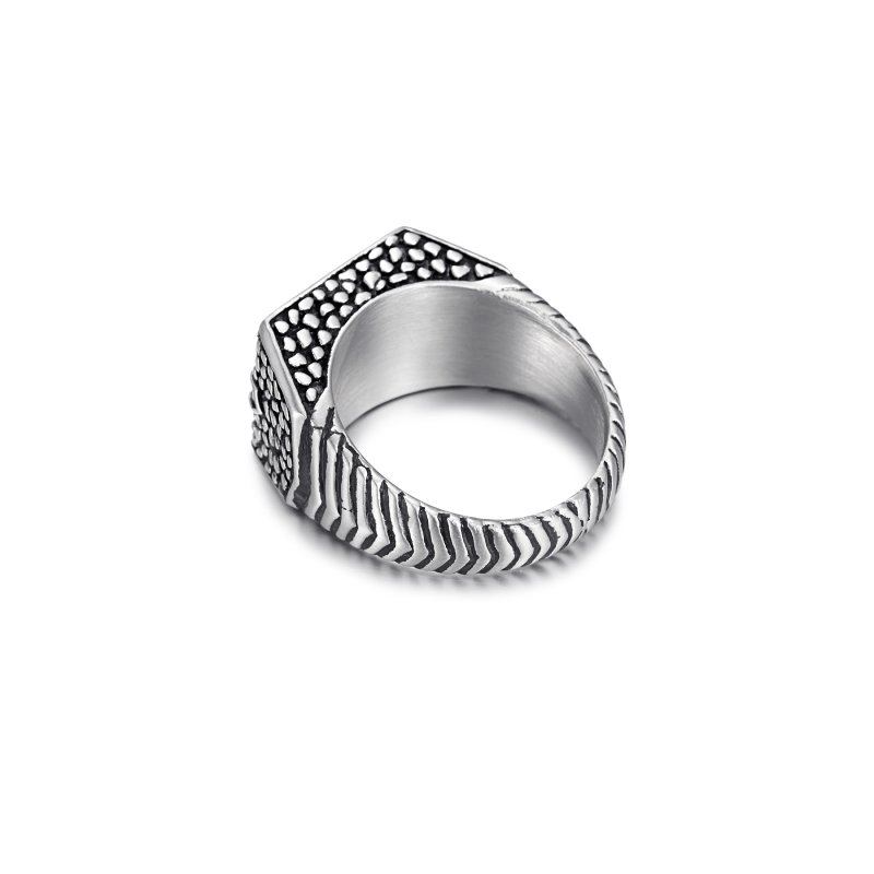 Reptile Signet Stainless Steel Matte Ring