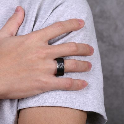 Reptile Texture Matt Black Carbon Ring