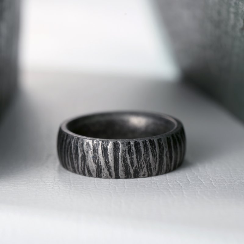 Stainless Steel Vintage Silver Matt Ripple Ring