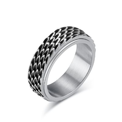 Rotating Ring in Titanium with Dragon Scales