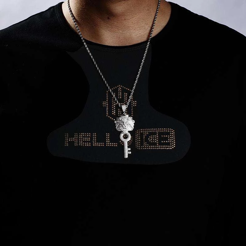 Iced DJ Khaled Lion Key in White Gold