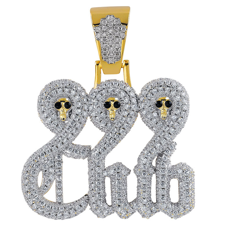 Iced 999 Club Pendant in Gold