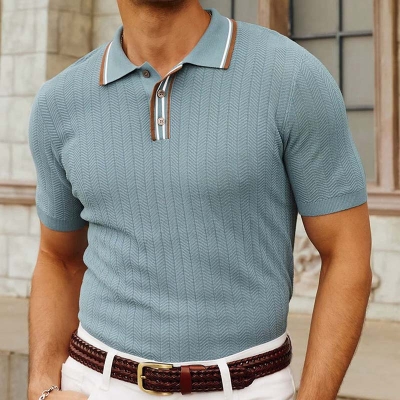 Short Sleeved Knitted Polo Shirt