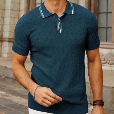 Short Sleeved Knitted Polo Shirt