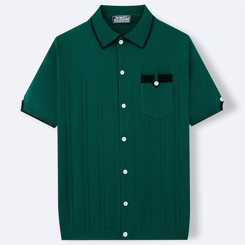 Lapel Short Sleeve Knitted Polo Shirt