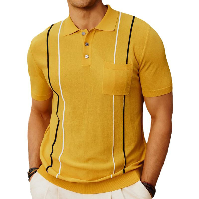 Business Striped Printed Polo Shirt
