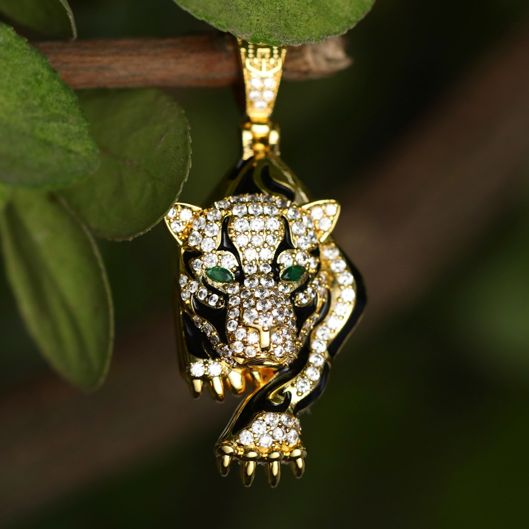 The Walking Tiger Pendant in Gold