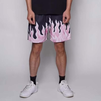 Retro Sport Flame Print Shorts