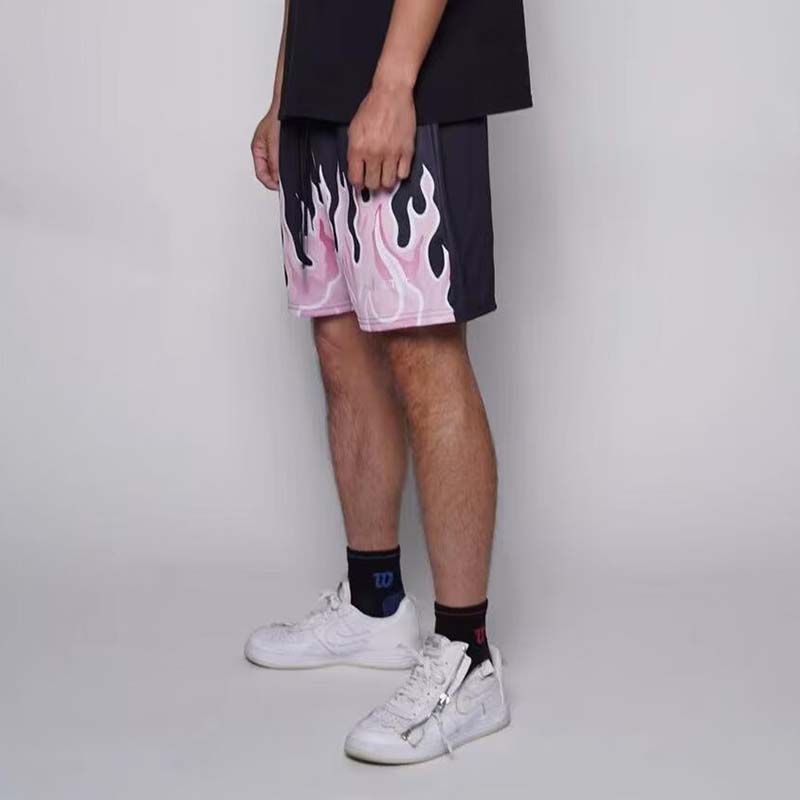 Retro Sport Flame Print Shorts