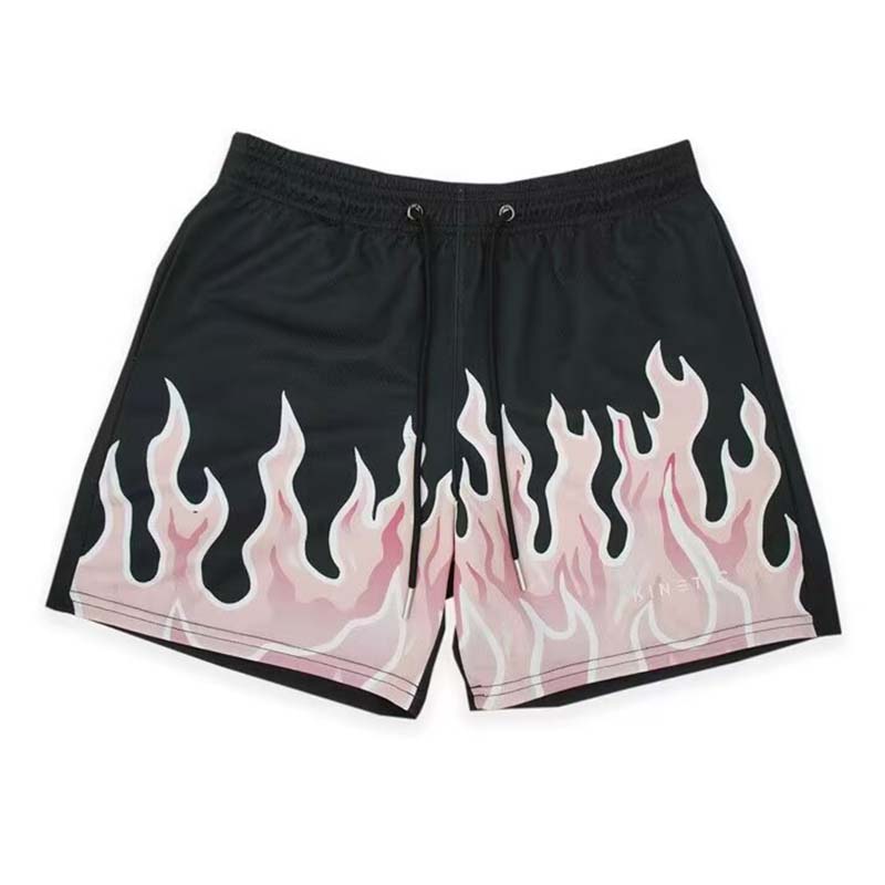 Retro Sport Flame Print Shorts