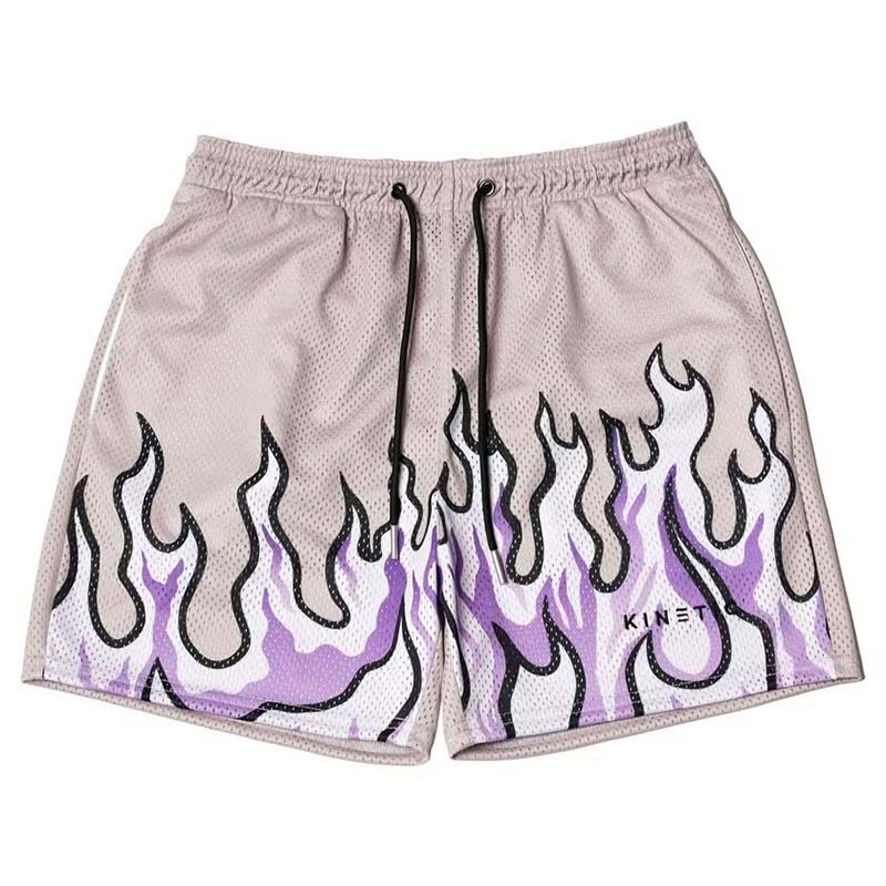 Retro Sport Flame Print Shorts