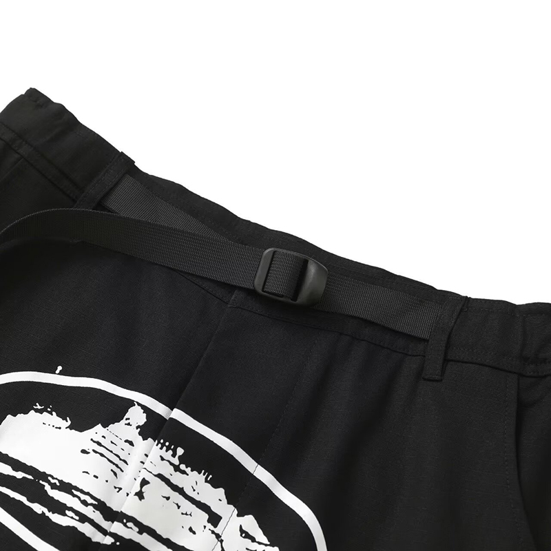 Pocket Printed Black Cargo Shorts