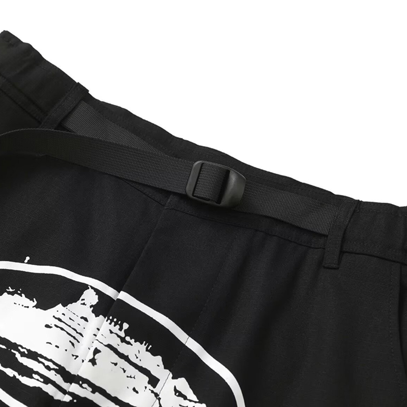 Pocket Printed Black Cargo Shorts