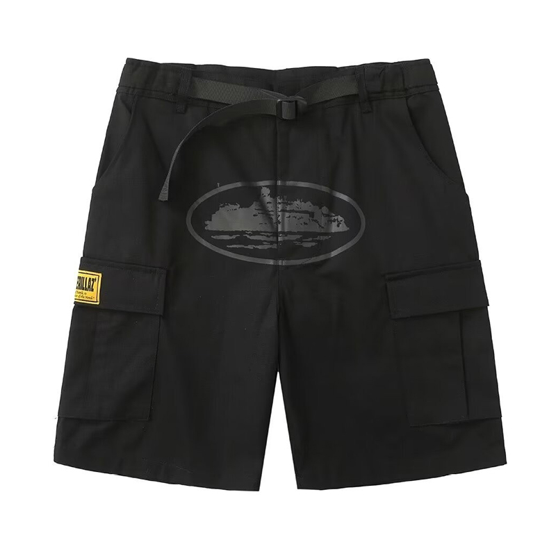 Pocket Printed Black Cargo Shorts