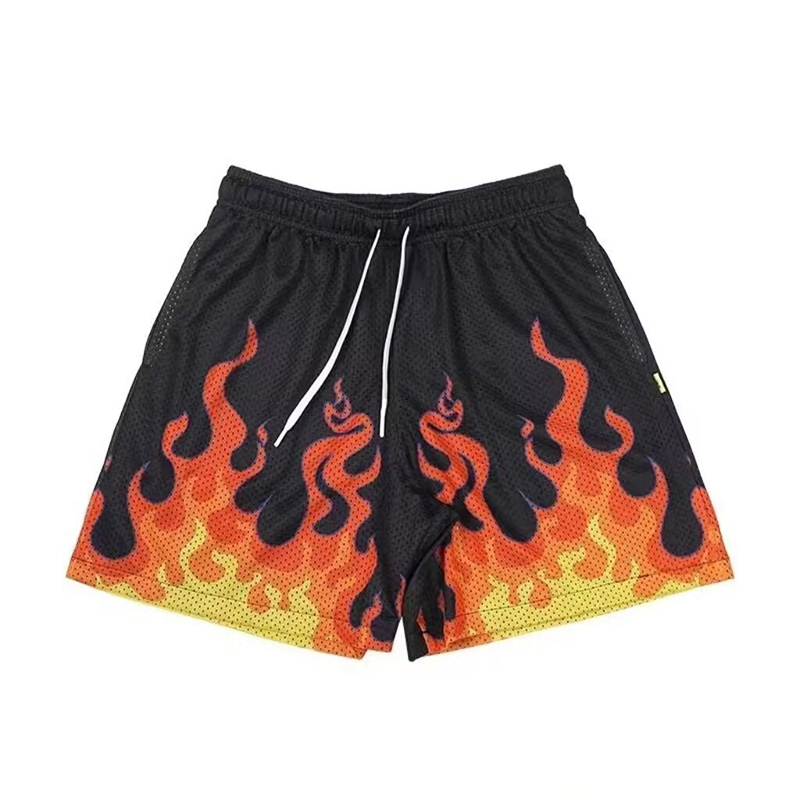 Hip Hop Flame Print Shorts