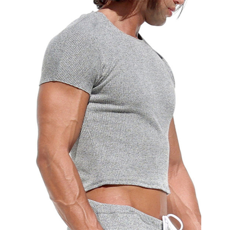 Solid Color Round Neck Short T-shirt