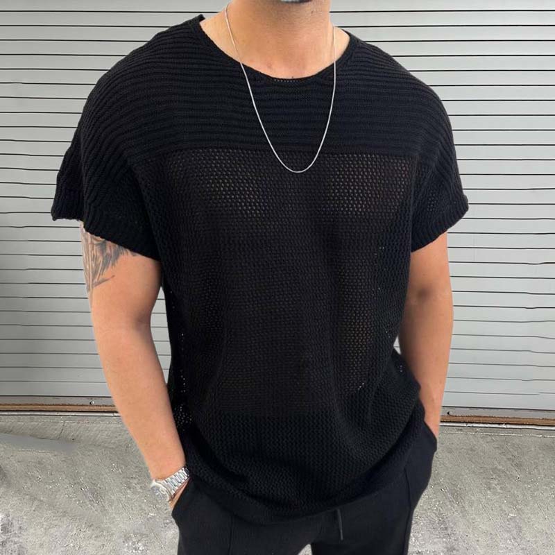 Thin Hollow Knitted T-shirt