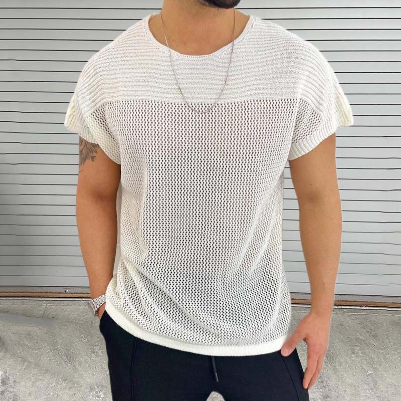 Thin Hollow Knitted T-shirt