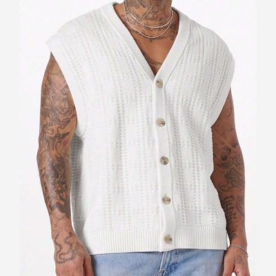 Solid Color Sleeveless Knitted Vest