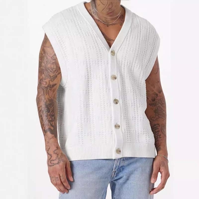 Solid Color Sleeveless Knitted Vest