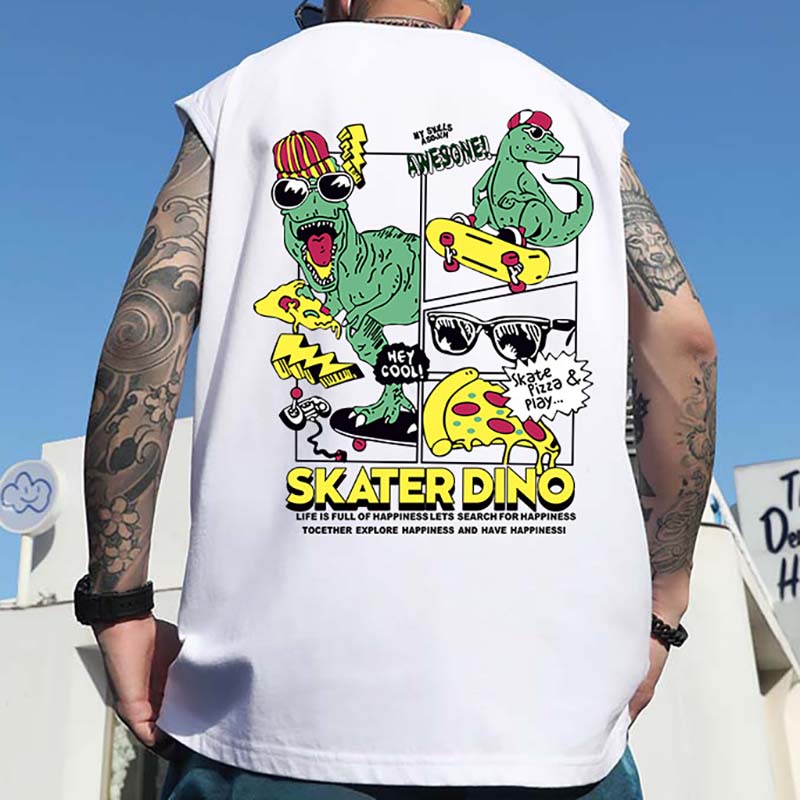 Skateboard Dinosaur Print Vest