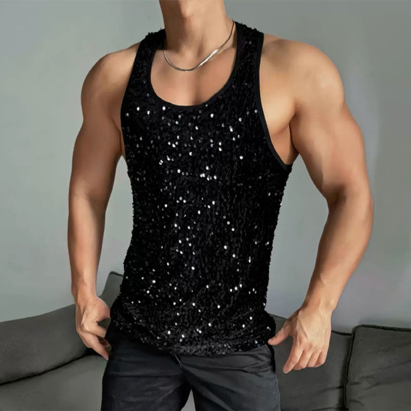 Stylish Sequined Sleeveless Tank Top