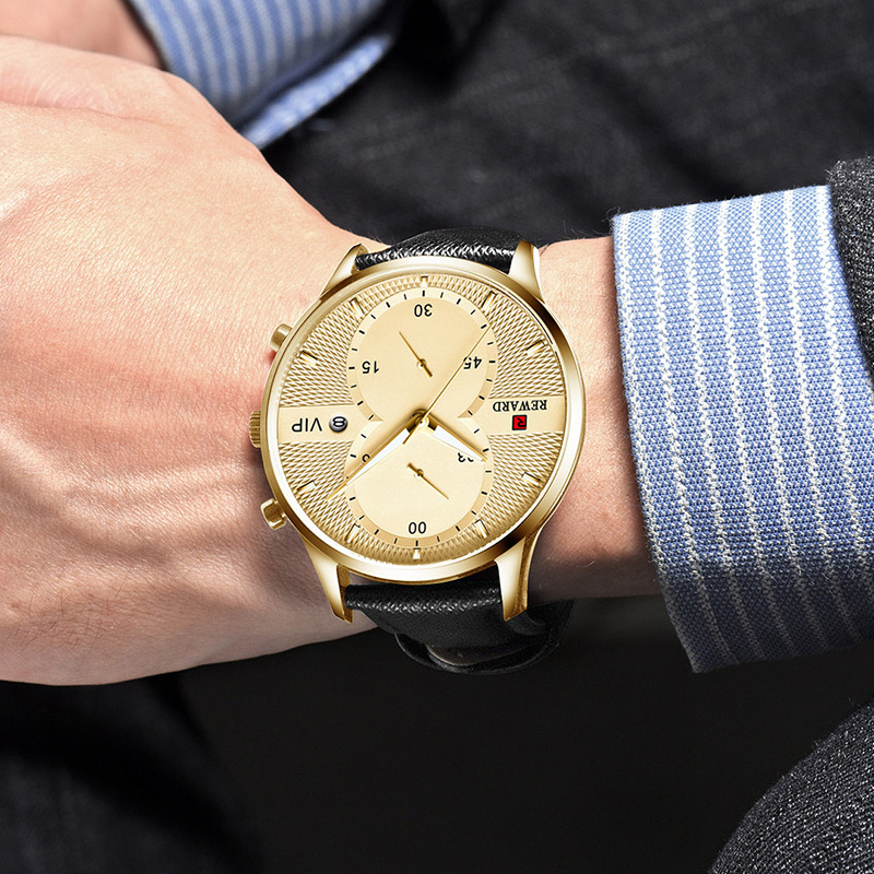 45mm Multifunctional Waterproof Business Quartz Watch for Men